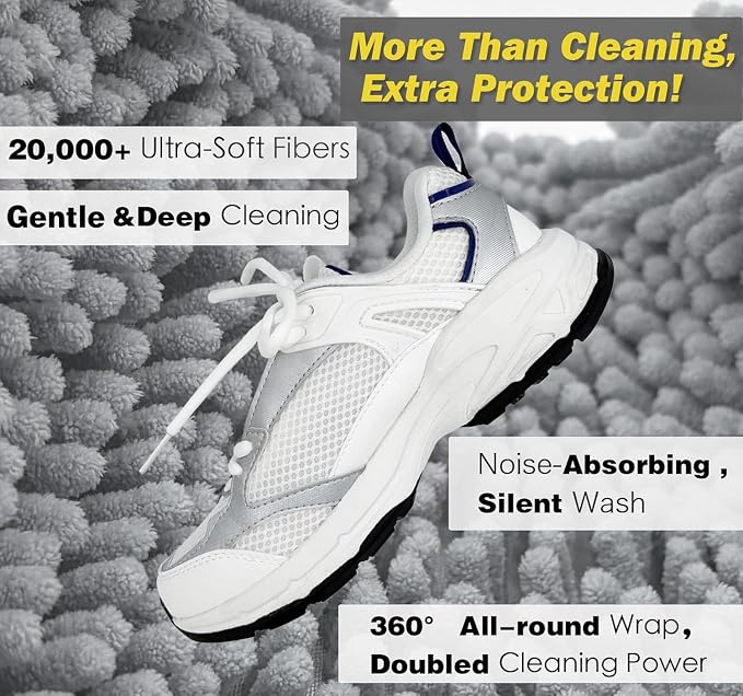 Shoe Washing Machine Bag,Laundry Shoe Bag for Washer and Dryer,Reusable Shoe Cleaning Bag for Sneakers,Tennis Shoes,With Self-locking Zipper, Microfiber Inside,Include Shoe Bag (Lite Grey - 1 Pack)