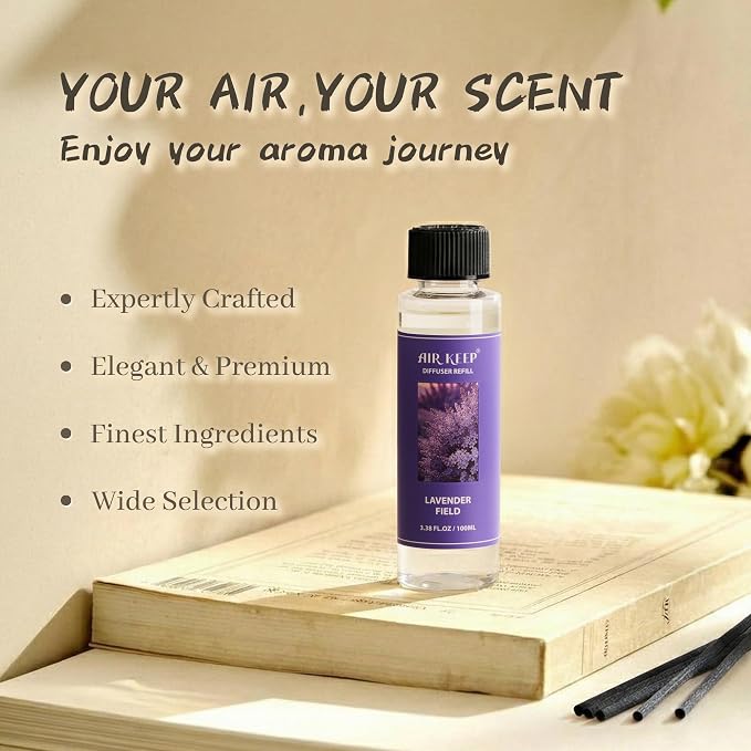 Reed Diffuser Oil Refill/Lavender Field/3.38 oz / 1 Pack/Air Freshener & Aromatherapy Essential Oil Blend for Home Fragrance – Scented Refill Oil for Bathroom, Bedroom & Home Decor
