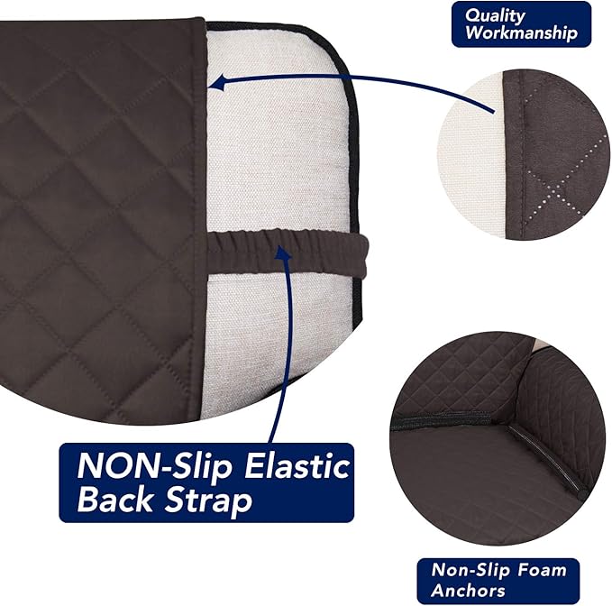 PureFit Reversible Quilted Sofa Cover, Water Resistant Slipcover Furniture Protector, Washable Couch Cover with Non Slip and Elastic Straps for Kids, Pets (Chair, Chocolate/Chocolate)