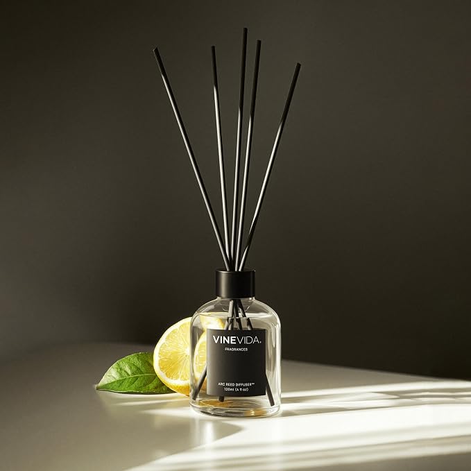 VINEVIDA Reed Diffuser Lime Basil & Mandarin | Diffuser Reed for Home & Bathroom | Long-Lasting Scent Sticks Set | Oil Stick Diffuser | Bathroom Scent