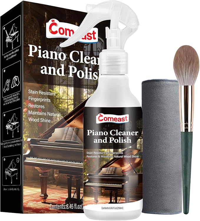 Piano Cleaner and Polish, Clean, Wax and Protect Glossy All in One Bottle Restore the Shine, Remove Fingerprints and Stains, and Enhance the Brightness of the Wood or Lacquer Finish, 8.45 Fl Oz | Remove Fingerprints,and Enhance the Brightness of the Wo...