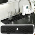 EBIGIC 24 Inch Silicone Faucet Mat for Kitchen Sink, 7° Slope Fast Self-Draining Sink Splash Guard, Kitchen Sink Water Catcher Organizer, Kitchen Sink Accessories (Black, 24''x5.6'')