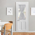 NICETOWN Linen Door Curtains 40 Inches Long, Dual Rod Pocket Semi Sheer Sidelight French Door Curtains for Kitchen Glass with Tieback for Privacy Protection, W26 x L40, 1 Panel, Light Grey