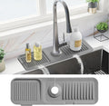 PoYang 17.7 Inch Faucet Mat for Kitchen Sink Splash Guard Behind Faucet, Sink Protectors for Kitchen Sink Faucet Mat Splash Guard for Kitchen Sink Area, Long Silicone Faucet Guard & Draining Mat, Grey