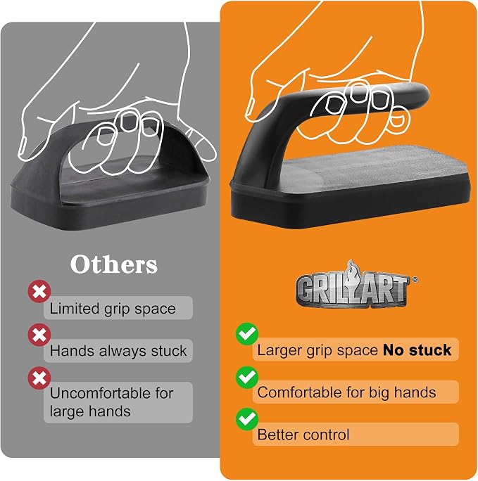GRILLART Griddle Cleaning Kit for Blackstone, Flat Top Grill Cleaning Kit with Grill Stone, Griddle Scraper, Scouring Pad and Handles, Multifunctional Griddle Accessories for Rusty Grills, Orange