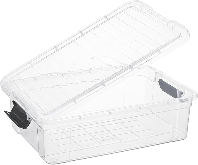 Superio Storage Bins with Lids, Clear Plastic Containers for Organizing, Stackable Totes, BPA Free, Odor Free, Organizer Boxes for Home, and Dorm (4 Pack, 13.7 Qt)