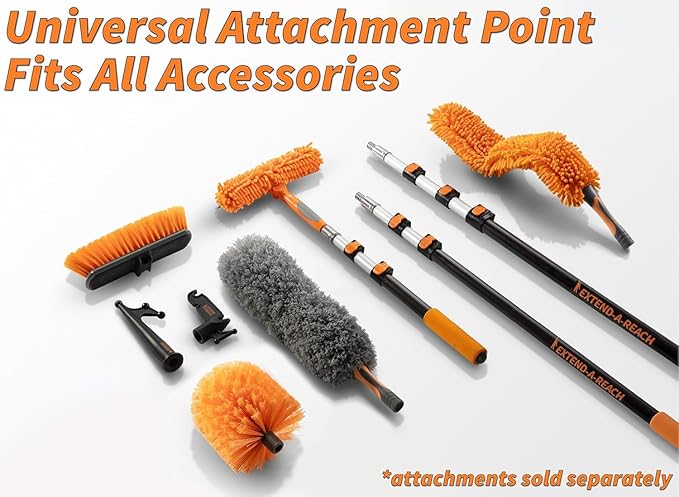 Dusting Kit for Extension Pole or by Hand (Pole Sold Separately) | Includes 3 Twist-On Attachments: Cobweb Brush, Feather Duster, Flexible Ceiling Fan Duster