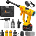 Cordless Portable Washer,1100PSI Cleaning Tool for Car/Patio/Garden | Draw Water From Bucket, Garden Hose or Fauce with 10-Speed Control, Battery Display and Adjustable 6-in-1 Spray Nozzle.