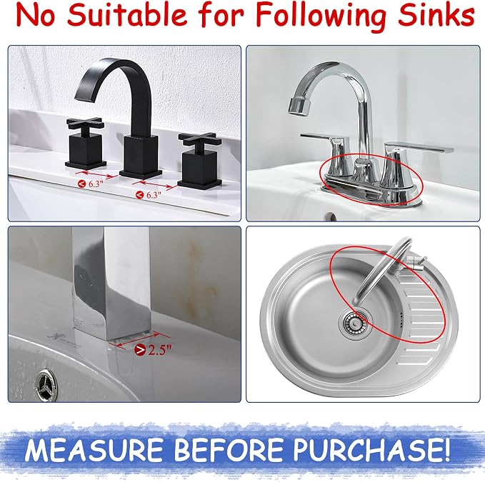 Amerner Kitchen Sink Splash Guard, 10° Large Slope & Adaptable Hole Faucet Mat for Kitchen Sink, Silicone Sink Organizer Sponge Holder for Kitchen, Bathroom, RV, Bar, 14.2” x 5.1”, Black