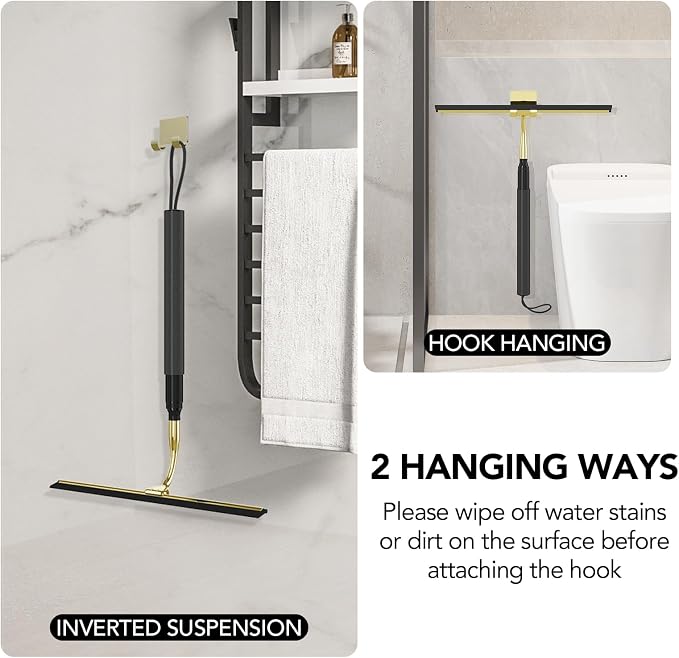 Shower Squeegee with Long Handle, Squeegee for Glass Doors | 15"-51" Telescopic Squeegee for Window Cleaning, Extendable Window Cleaner Tool for Tile Walls, Sliding Door, Car Windshield
