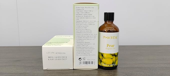 PHATOIL Pear Fragrance Oil for Diffuser Aromatherapy 3.38FL.OZ | Long Lasting Scented Oils For Humidifier, Air Freshener, DIY Soap Candle, Scent Project Making, Aroma Oil for Home Freshening