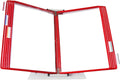 Tarifold Desktop Reference Display System, 10 Pockets, Expandable, Red | 10 double-sided PVC pockets, holds 20 letter-size sheets, sturdy metal base, quick-find indexing, quick and easy to assemble