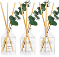 Reed Diffuser Set of 3 with Dried Eucalyptus for Home & Office | Lemon Eucalyptus/Jasmine & Mint/Ocean Breeze Scents, Aromatherapy Scented Oil Diffusers, 1.7 oz Each, Total 5.1 oz