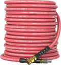 QC Installed Pressure Washer Hose 50 ft, 4200 PSI Flexible & Kink-Resistant, Steel-Braided & Durable, Power Washer Hose with 3/8" 360° Swivel Quick Connect, Hot/Cold Water Compatible, Red