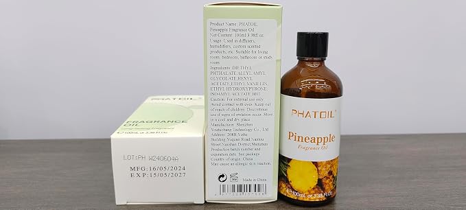 PHATOIL Pineapple Fragrance Oil for Diffuser Aromatherapy 3.38FL.OZ | Long Lasting Scented Oils For Humidifier, Air Freshener, DIY Soap Candle, Scent Project Making, Aroma Oil for Home Freshening