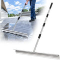 Heavy-Duty 33.4" Floor Squeegee for Concrete, Industrial Silicone Blade Squeegee for Floor with 63" Stainless Handle, Anti-Splash Curved Baffle Design for Garage, Factory, and Tough Cleaning Jobs