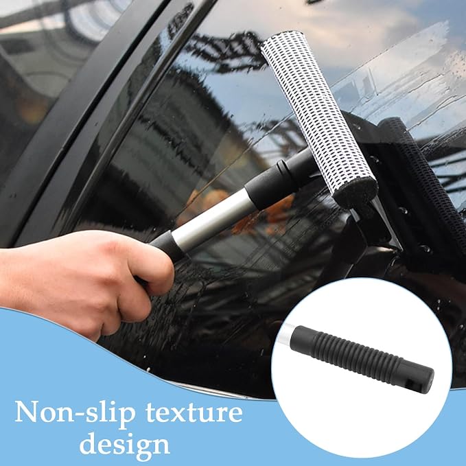 2 Pack Squeegee for Car Window Cleaning and Windshield Washing Standard Window Squeegee Cleaner Tool Windshield Cleaning Squeegee with Scrubber for Multiple Applications