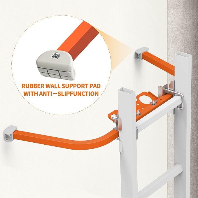 Ladder Stabilizer,Wing Span/Wall Extension Ladder Standoff Arms,Extension Ladder Accessory for Roof Gutter Guard,Heavy Duty Extension Ladder Stabilizer for Roof Ladders Gutter (Orange)