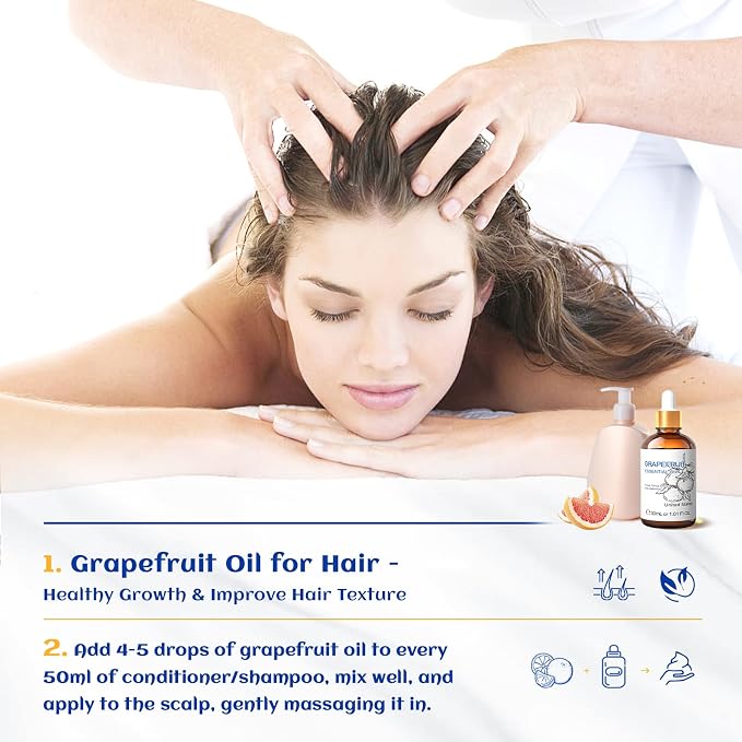 HIQILI Grapefruit Essential Oil for Skin Care, Diffuser and Aromatherapy | Fresh Citrus Aroma, Ideal for Daytime Diffusion, Nighttime Massage, DIY and Daily Home Fragrance —30mL / 1.01 fl oz