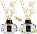 Lavender & Jasmine Reed Diffuser Set of 2 for Bathroom, Essential Oil Diffuser Sticks | Home Air Freshener Fragrance with 6 Reeds for Diffuser | Smell Good for Home Shelf Decor (1.7 fl oz x 2)