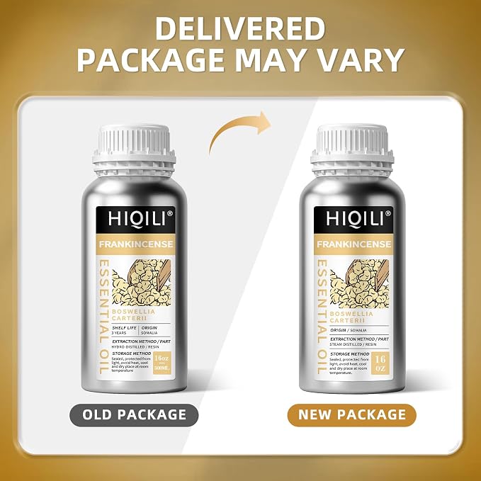 HIQILI Frankincense Essential Oil Large Capacity for Body Massage | Skin Care and Aromatherapy.Suitable for Hotel, DIY Studio, Beauty Salon,SPA, Sauna, Bath Center - 500mL / 16 fl oz