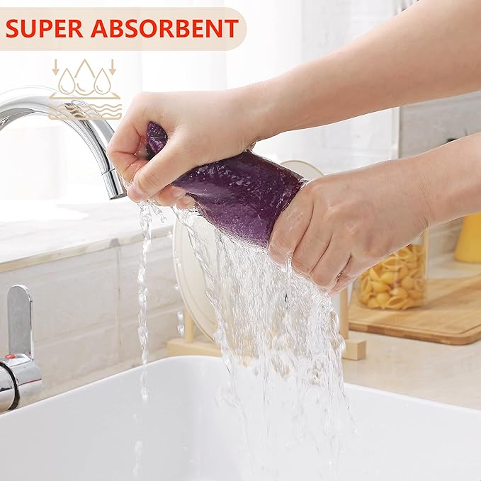 Homaxy 100% Cotton Waffle Weave Kitchen Dish Towels, Ultra Soft Absorbent Quick Drying Cleaning Towel, 13 x 28 Inches, 6-Pack, Purple