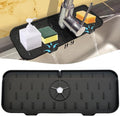 Kitchen Faucet Sink Splash Guard, Silicone Faucet Water Catcher Mat – Sink Draining Pad Behind Faucet, Grey Rubber Drying Mat for Kitchen & Bathroom Countertop Protect -Black