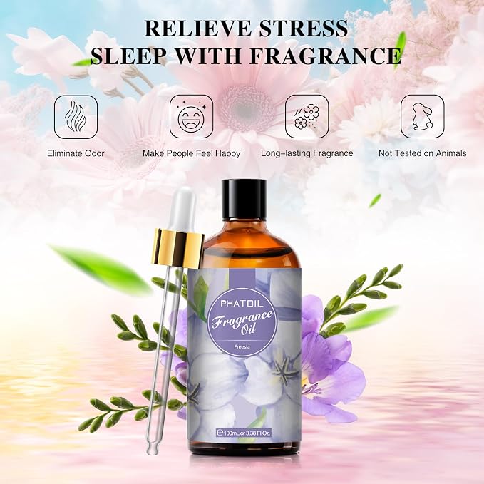 PHATOIL 3.38FL.OZ Freesia Fragrance Oils for Aromatherapy, Essential Oils for Diffusers for Home, Perfect for Diffuser, DIY Candle and Soap Making, DIY Scented Products - 100ml | Long Lasting Scented Oils For Humidifier, Air Freshener, DIY Soap Candle,...