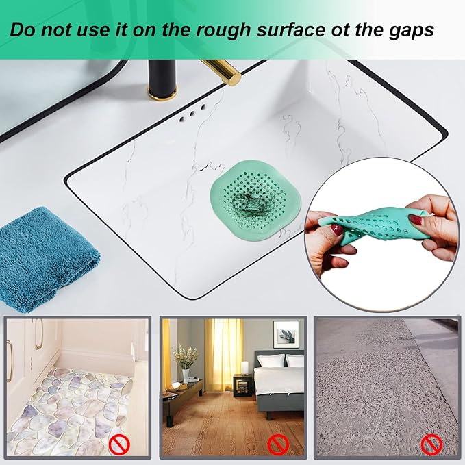 Bovinde Hair Drain Catcher,Square Cover for Shower 2 Pack (Green) | Drainer Cover Silicone Hair Stopper with Suction Cups,Protector Accessories,Easy to Install Suit for Bathroom,Bathtub,Sink