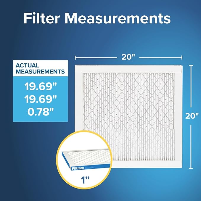 Filtrete 20x20x1 AC Furnace Air Filter, MERV 13, MPR 1900, Premium Allergen, Bacteria & Virus Filter, 3-Month Pleated 1-Inch Electrostatic Air Cleaning Filter, 6-Pack (Actual Size 19.69x19.69x0.78 in)