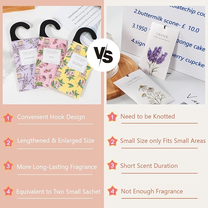 ROSE COTTAGE Large 12 Packs Peppermint Hanging Closet Deodorizer Air Freshener Long Lasting Scented Sachets Smell Goods for House