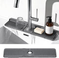 24 Inch Faucet Mat for Kitchen Sink, Silicone Splash Guard for Kitchen Sink Area, 7° Slope Fast Self-Draining Sink Mat, Cuttable Hole Design, Sink Backsplash Guard Draining Mat, Dark Grey
