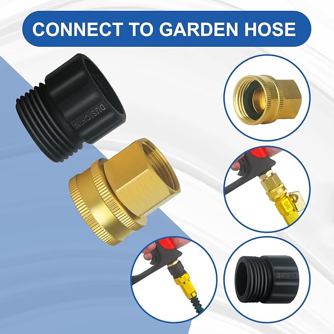 DUSICHIN Garden Hose Fitting Pressure Washer Gun to Water Hose Adapter, 3/4 INCHES GHT Male and Female to Power Washer Wand Handle M22 Female Fitting 3/4" GHT to M22 Joint DUS2626