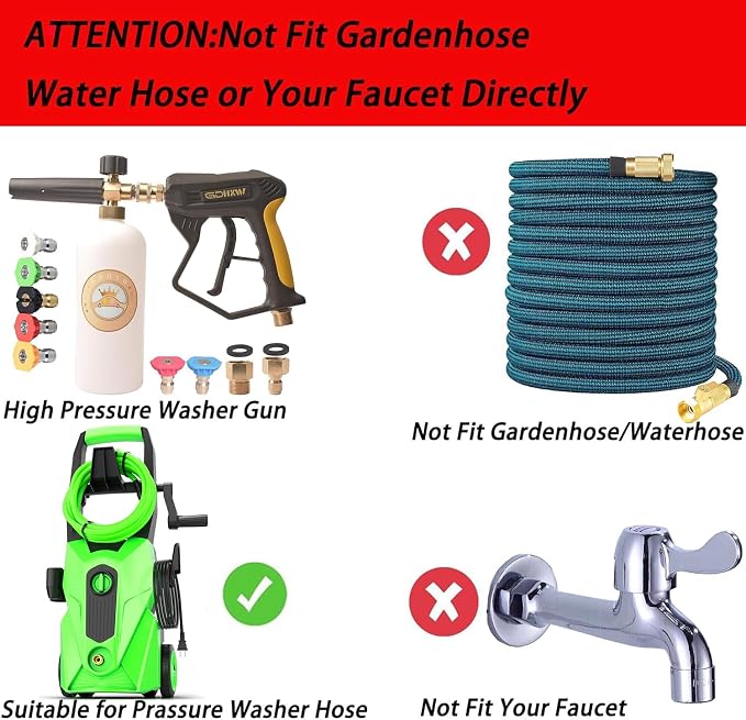 GDHXW X-887 High Pressure Washer Gun with Foam Cannon 2 Adapter 7 Pressure Washer Nozzles,for Car Washing