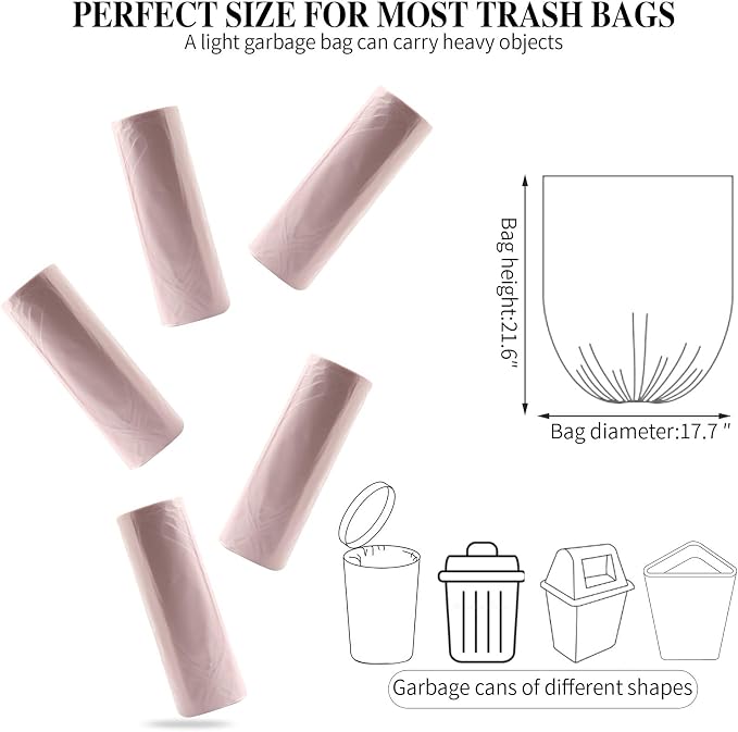 5 Rolls Small Trash Garbage Bags, 4 Gallon 200 Counts (Pink) | Strong Thin Material Disposable Kitchen Garbage Bags, Durable Plastic Trash Bags for Office Home Bedroom Garden Waste Bin