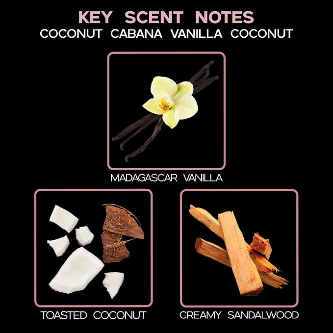 Reed Diffuser Set - Coconut Cabana Scented Diffuser with Sticks | Home Fragrance Reed Diffuser for Bedroom, Bathroom Shelf Décor, with Real Botanicals in the Bottle - Made in the USA
