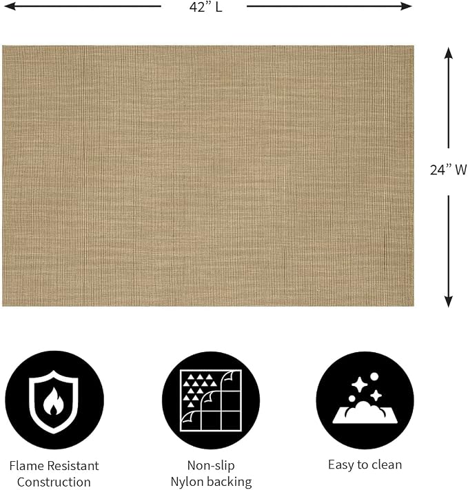 Plow & Hearth Dalton 2x3'6" Fireproof Hearth Rug | Ecru Herringbone | Wool Blend Fireplace Mat | Hearth Rugs for Fireplaces Fire Resistant | Protect Hardwood Floor and Carpet from Sparks and Embers