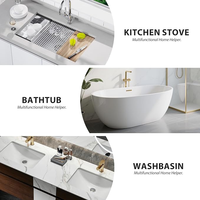 Full-Coverage Sink Splash Guard – 27.6 Inch Extra-High Ramp with Super Strong Suction Cups, Silicone Sink Splash Guard with Front-Edge Storage for Kitchen (White, 27.6''x4.7''x2.8'')