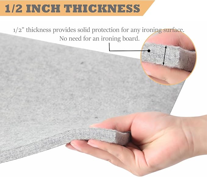 Wool Pressing Mat for Quilting, 24" X 60" Portable Wool Ironing Mat 100% Felted Wool Iron Board for Quilters, Great for Quilting & Sewing Projects