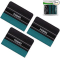FOSHIO Vinyl Wrap Squeegee 4 Inch with Micro Fiber Suede Felt Edge, Scraper for Window Tinting, Sign Making and Sticker Wrap Application Tools, Pack of 3 Black Felt Squeegee for Vinyl