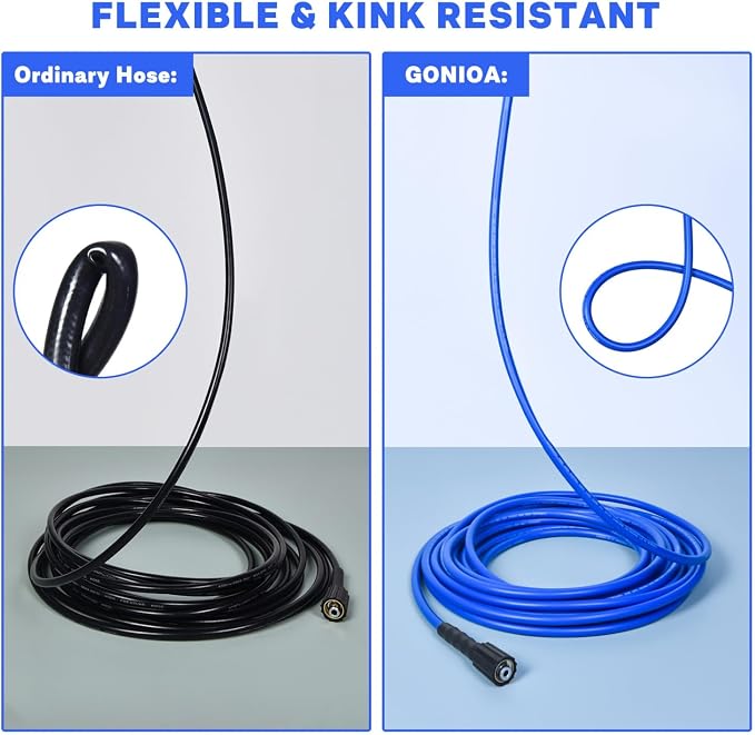 Pressure Washer Hose 50 FT 1/4" ID, Kink Resistant Power Washer Hose with M22 Fittings, Rated up to 3200 PSI