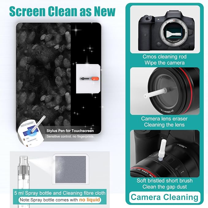 VICHYIE 32 in 1 Multi-Function Cleaning Kit for Electronic Devices (White) | Phone Cleaning Tool, PC Keyboard Cleaner Kit with Brush, Multipurpose Cleaning Set for Earbuds, Cellphone, Computer, Cameras