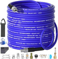 NIFUAL 100FT Sewer Jetter Kit for Pressure Washer, 5800PSI Drain Cleaner Hose 1/4 Inch NPT Corner, Rotating and Button Hose Sewer Jetting Nozzle Waterproof Tape Pearl Corsage Pin Spanner Glove