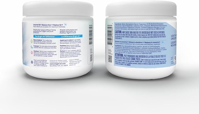 Bright Air 14 oz Odor Eliminator Gel, Light & Pure Unscented, Case of 6, Lasts up to 90 Days