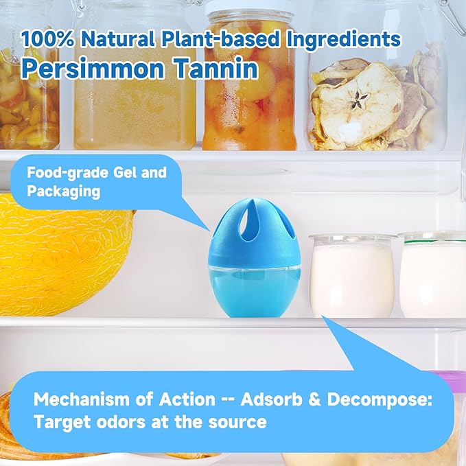 Refrigerator Deodorizer 3 Pack, Natural Plant Fridge Deodorizer More Effective Than Baking Soda, Long-Lasting Odor Eliminator for Refrigerator, Air Freshener for Kitchen, Shoe Cabinet, Pet Areas