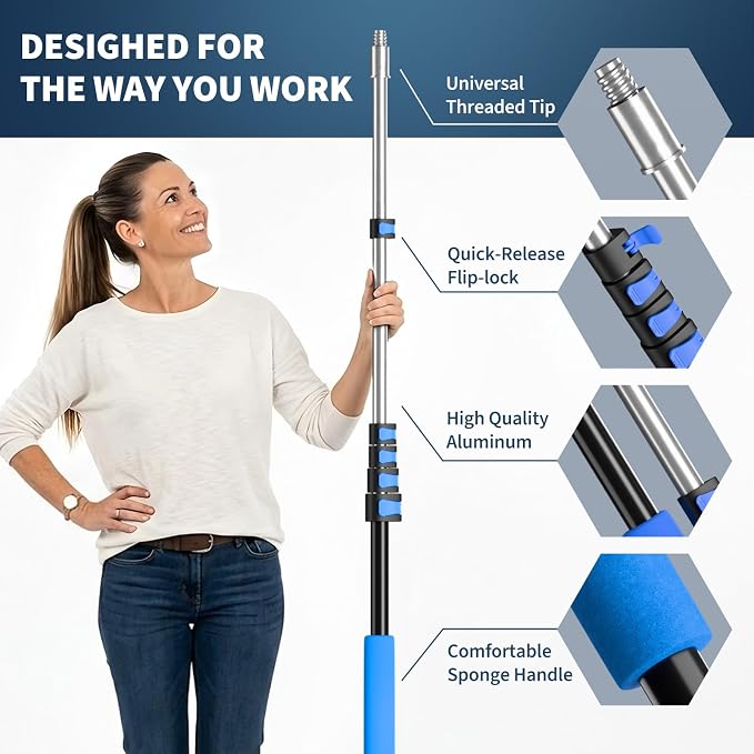 Soft Bristles Solar Panel Cleaning Brush, 24 FT Solar Panel Cleaner Kit, Including Water Fed Brush | Extendable Long Handle | Soap Dispenser for Car, RV, Boat, Windows, Deck Washing