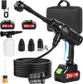 Cordless Portable Washer, Handheld Washer, Battery Operated Washer with 5M Elastic Hose for Car Home with Storage Box 80bar