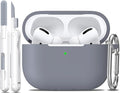R-fun for AirPods Pro 2 Case, Soft Silicone Protective Cover with Keychain and Cleaning Pen, Compatible with AirPods Pro 2nd/1st Generation, Supports Wireless Charging, Pebble