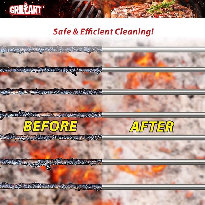 GRILLART Grill Brush and Scraper with Deluxe Handle, Safe Wire Grill Brush BBQ Cleaning Brush Grill Grate Cleaner for Grill/Smoker/Gas/Charcoal Grill Cleaning-Grill Gifts for Men/Dad, BR-8529