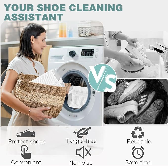 Shoe Washing Machine Bag,Laundry Shoe Bag for Washer and Dryer,Reusable Shoe Cleaning Bag for Sneakers,Tennis Shoes,With Self-locking Zipper, Microfiber Inside,Include Shoe Bag (Lite White - 1 Pack)